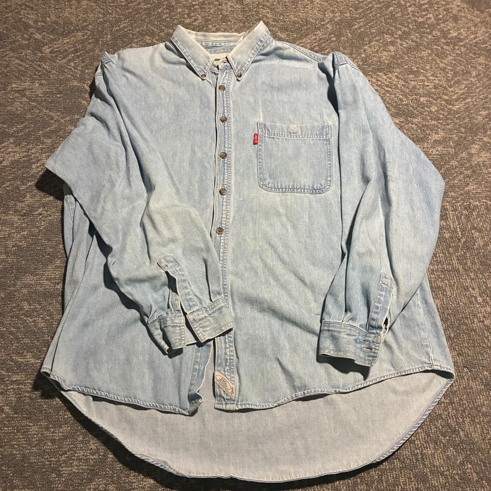 Levi's Two Horse Brand Western Denim Shirt Mens XL Real Indigo Vintage USA